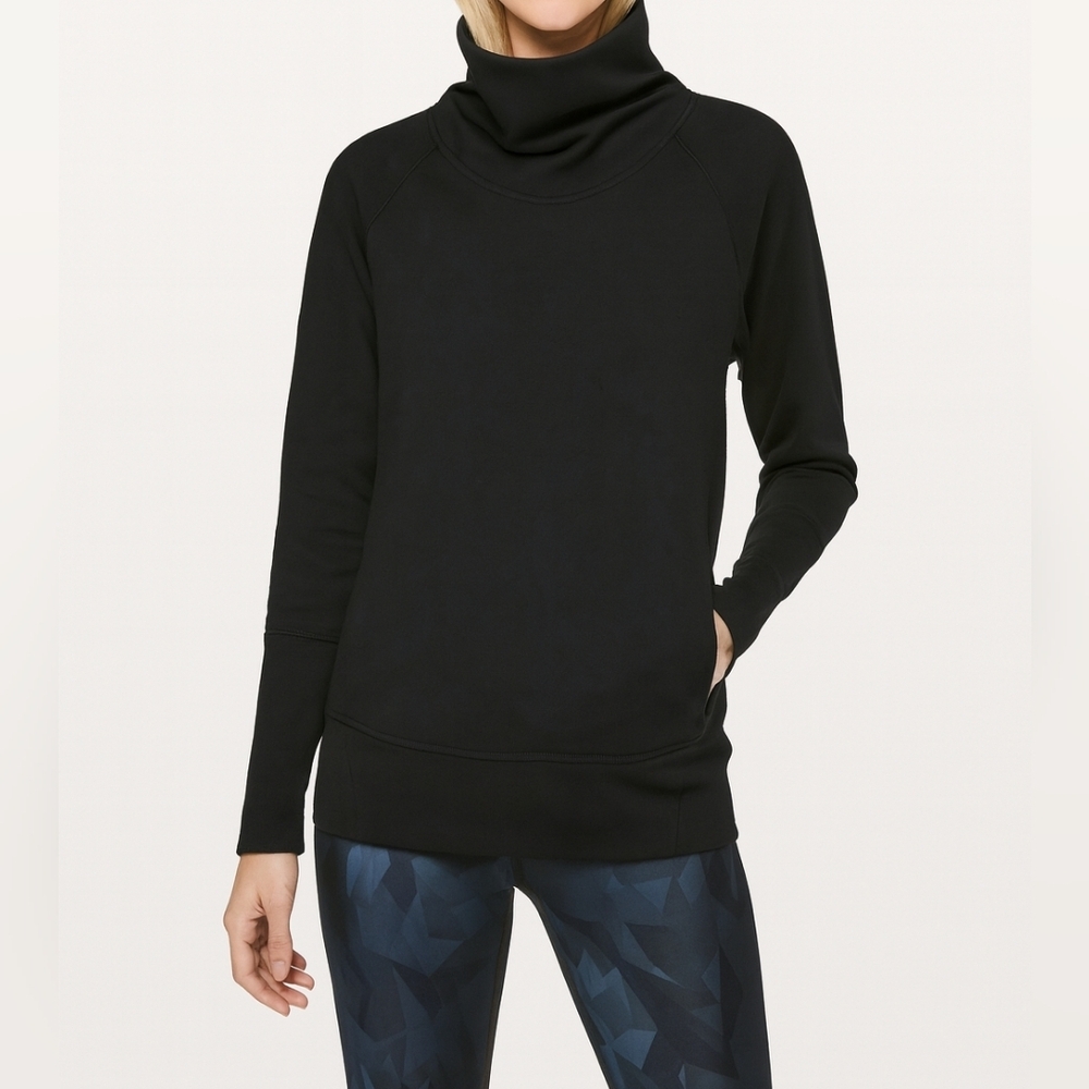 Lululemon Pullover Sweatshirt Size 6 Black High Lines Modal French Terry Lounge